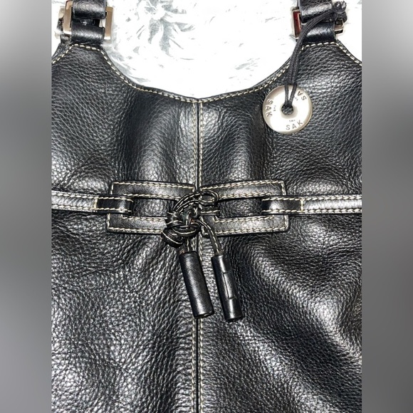 The Sak Pebble Leather Top Handle Contrast Stitch Pink Gingham Lining Handbag - Picture 5 of 8